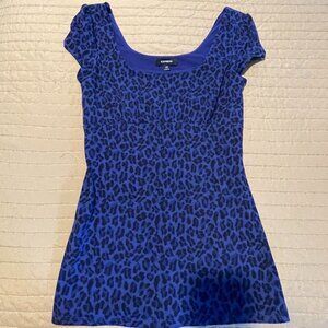 Express Leopard Print Peasant Top